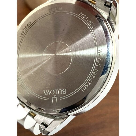 Bulova Men's Watch 98D163 Black Dial Diamond Accent Quartz Two Tone Steel - Picture 6 of 13